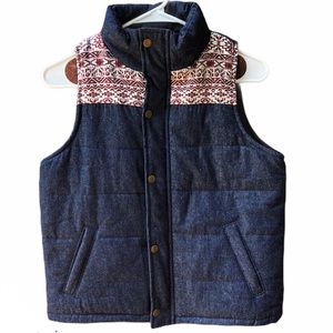Impeccable Pig Denim Embroider Detail Puffer Vest